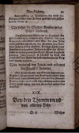 XIX. Von den Thieren unnd von allerley Vihe