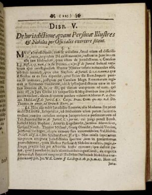 De Iurisdictione, quam Personæ Illustres [et] Nobiles per Officiales exercere solent