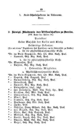 Königl. Akademie der Wissenschaften zu Berlin