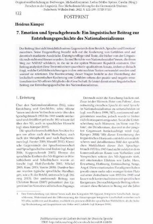 Emotion und Sprachgebrauch: Ein linguistischer Beitrag zur Entstehungsgeschichte des Nationalsozialismus