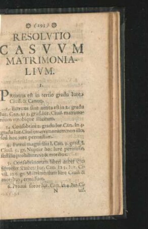Resolutio Casuum Matrimonialium.