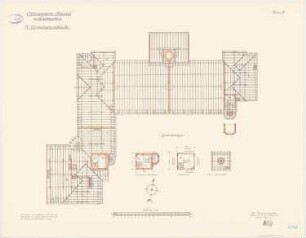 Offiziersheim Taunus, Falkenstein Wirtschaftsgebäude: Grundriss Sparrenlage 1:100