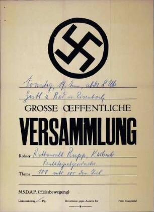 Versammlung der NSDAP-Ortsgruppe Hammereisenbach-Eisenbach: 100 Meter vor dem Ziel (in Eisenbach)