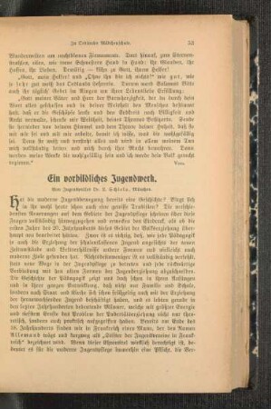 ¬Ein¬ vorbildliches Jugendwerk