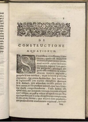 De Construczione Aequationum.
