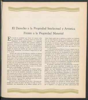 El Derecho a la Propiedad intelectual y Artística Frente a la Propiedad Material