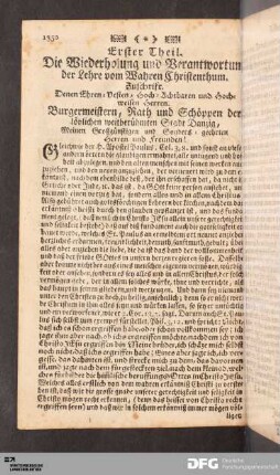 Erster Theil. Die Wiederholung und Verantwortung der Lehre vom Wahren Christenthum.