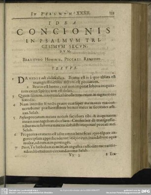 Idea Concionis In Psalmum Trigesimum Secundum