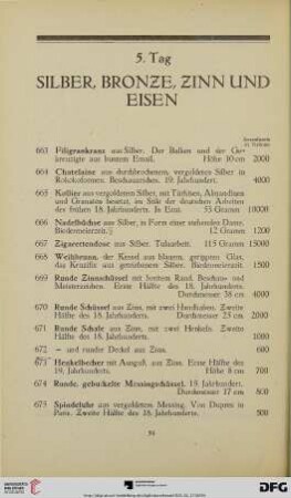 Silber, Bronze, Zinn und Eisen (Nr. 663-707)