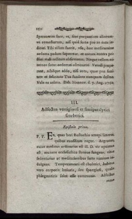 III. Adfectus vertiginosi et semiparalytici scorbutici.