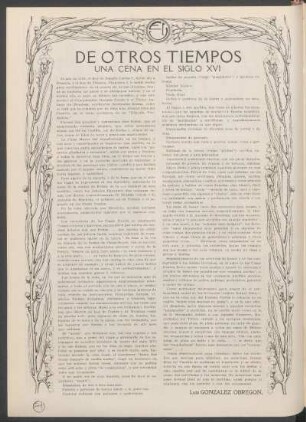 De otros tiempos : Una cena en el siglo XVI