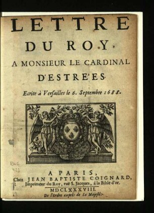 Lettre du Roy a Monsieur le Cardinal d'Estrées