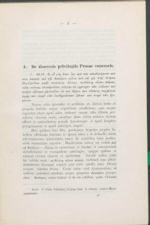 A. De dioecesis privilegiis Prusae concessis.