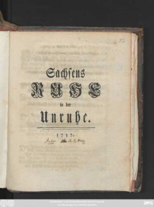 Sachsens Ruhe in der Unruhe
