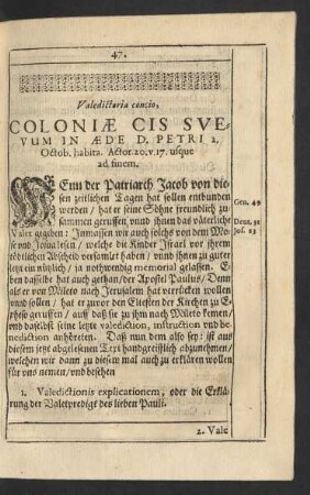 Valedictoria concio, Coloniae Cis Svevum In Aede D. Petri ...