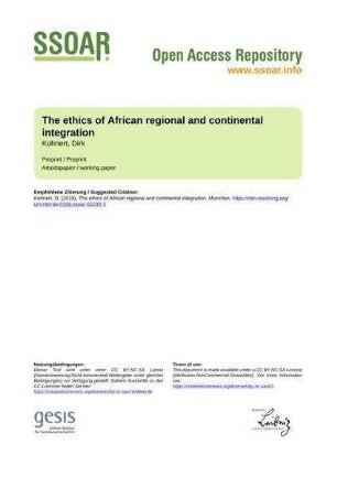 The ethics of African regional and continental integration