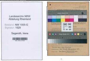Entnazifizierung Irene Segeroth , geb. 15.01.1898 ()