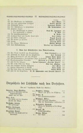 Verzeichnis der Lesestücke nach den Verfassern