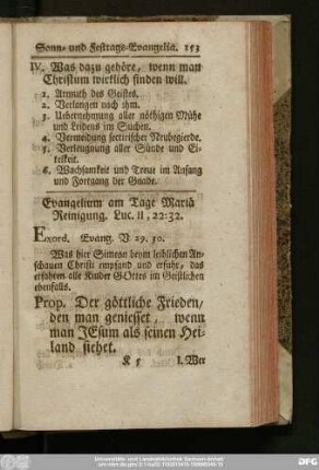 Evangelium am Tage Mariä Reinigung. Luc. II, 22 - 32.