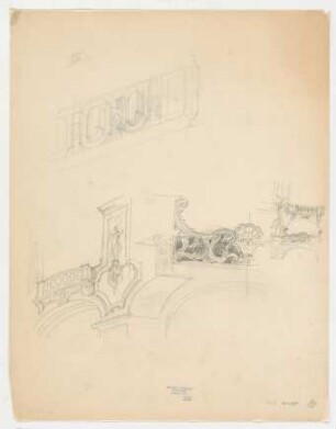 Thiersch, Friedrich von; München; Justizpalast - Treppengeländer (Perspektiven, Details)