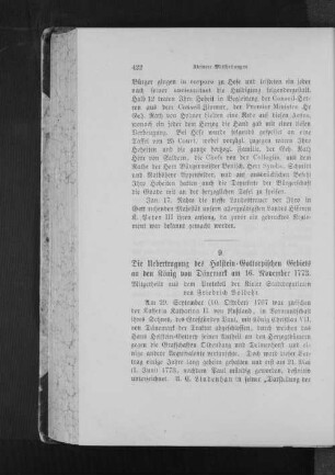 9. Die Uebertragung des Holstein=Gottorpischen Gebiets an den König von Dänemark am 16. November 1773.