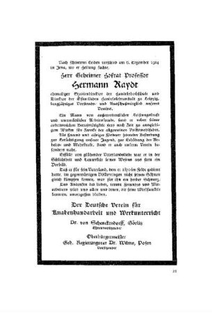 Nachruf : Hermann Raydt