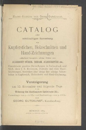Kupferst., Holzschn., Handzeichn. ... : 10.11.