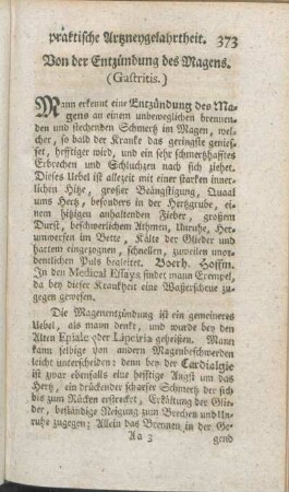 Von der Entzündung des Magens. (Gastritis.)