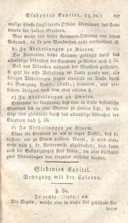 Siebentes Kapitel. Bewegung mit der Colonne.