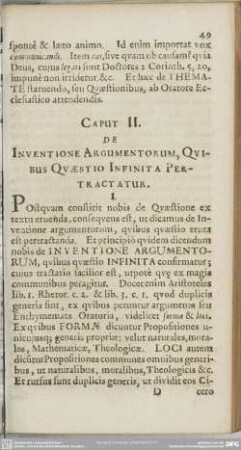 Caput II. De Inventione Argumentorum, Quibus Quaestio Infinita Pertractatur