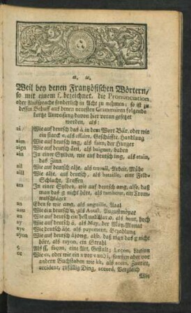 Wei bey denen Frantzösischen Wörtern/ ...