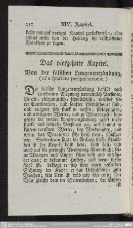 Das vierzehnte Kapitel. Von der falschen Lungenentzündung, (of a spuricus peripneumonie.)
