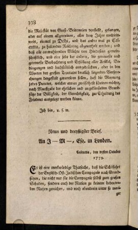 338-354, Neun und dreyßigster Brief