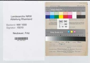 Entnazifizierung Fritz Neubauer, geb. 03.05.1894 (Werkinspektor)