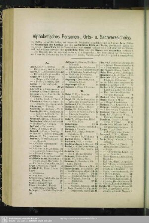Alphabetisches Personen-, Orts- u. Sachverzeichniss