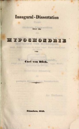 Inaugural-Dissertation über die Hypochondrie