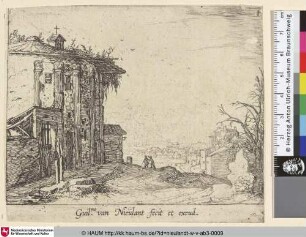 [Tempel des Portunus; Temple of Fortune, Near S. Maria in Cosmedin; Ruïne met korintische zuilen]