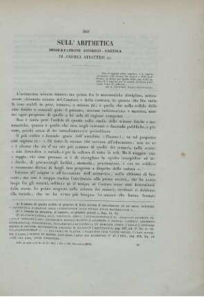 Sull' Aritmetica. Dissertazione storico-critica