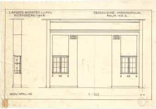 Pfann, Paul; Nürnberg; Landesausstellung 1906, Kunstausstellungsgebäude - Technische Hochschule, Raum Nr. 2 (Teilansicht, Schnitt)