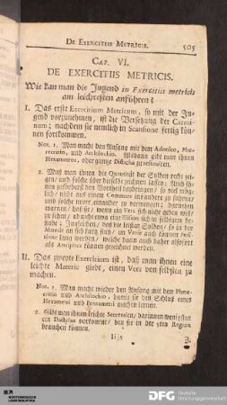 Cap. VI. De Exercitiis Metricis