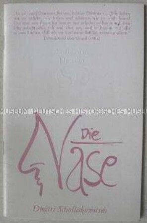 Programm der Staatsoper Dresden zur Oper "Die Nase" von Dmitri Schostakowitsch