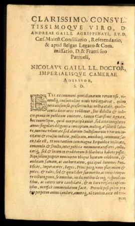 Clarissimo, Consultissimoque Viro, D. Andreae Gill ... Nicolaus Gaill ... S. D.