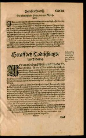Straff deß Todtschlags/ und Tödtung.