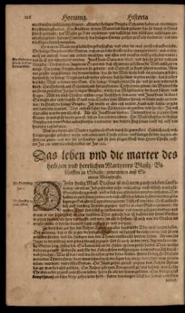 Das leben und die marter des heiligen und herrlichen Martyrers Blasii/ ...