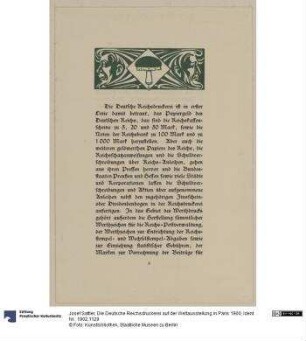 Die Deutsche Reichsdruckerei auf der Weltausstellung in Paris 1900