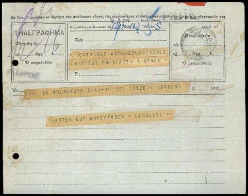 E. Langlotz an DAI Athen