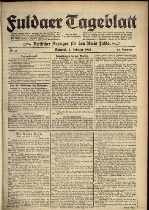 Ausgabe vom Mittwoch, den 02. Februar 1921.