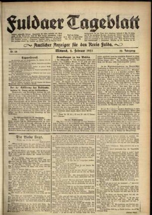 Ausgabe vom Mittwoch, den 02. Februar 1921.