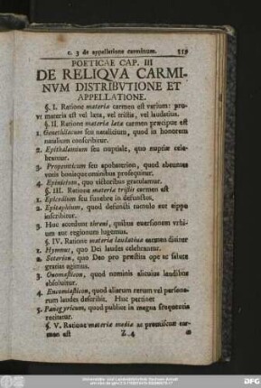 Poeticae Cap. III De Reliqua Carminum Distributione Et Appellatione.