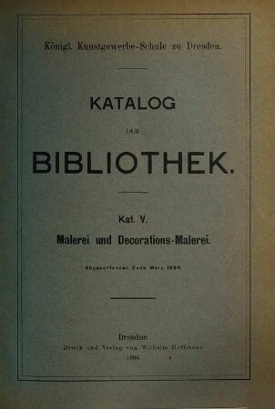 Katalog der Bibliothek. 5. 1896